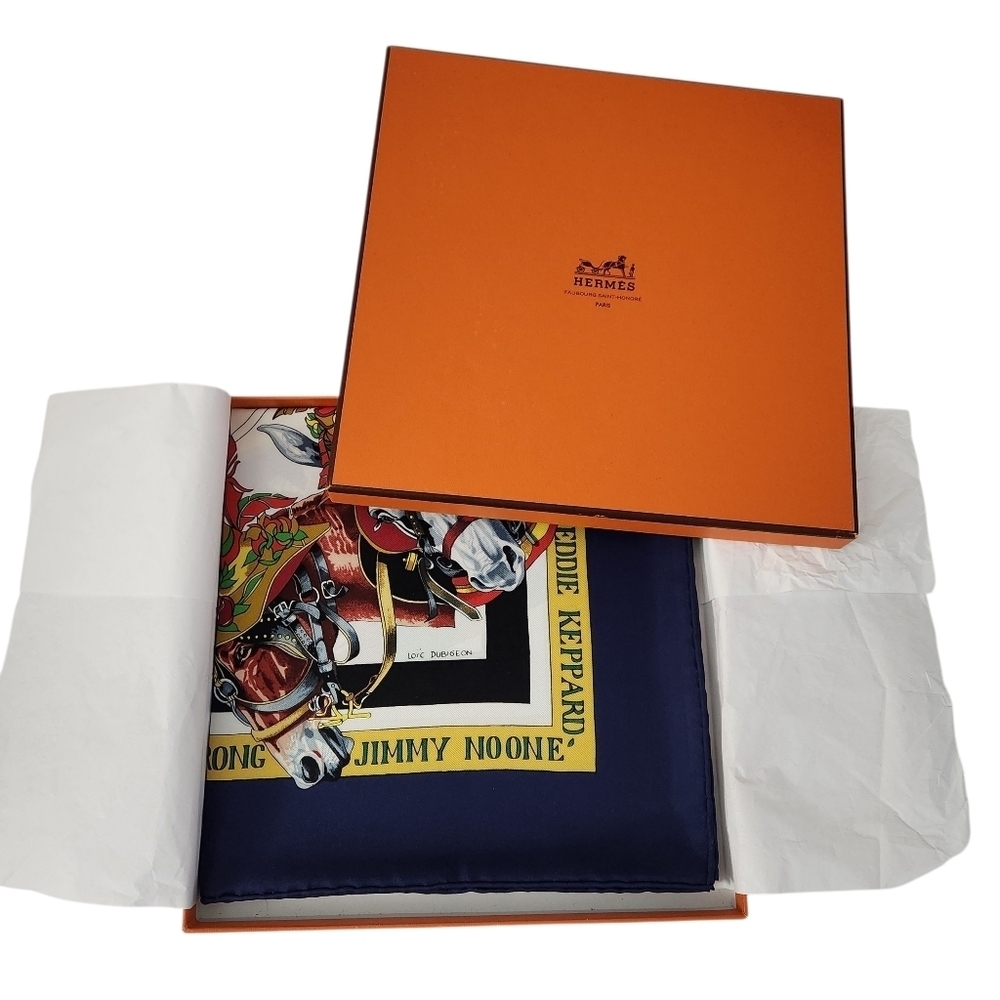 HERMÈS silk scarf with box New-Orleans Creole Jazz by Loïc Dubigeon square 35" - Picture 2 of 16